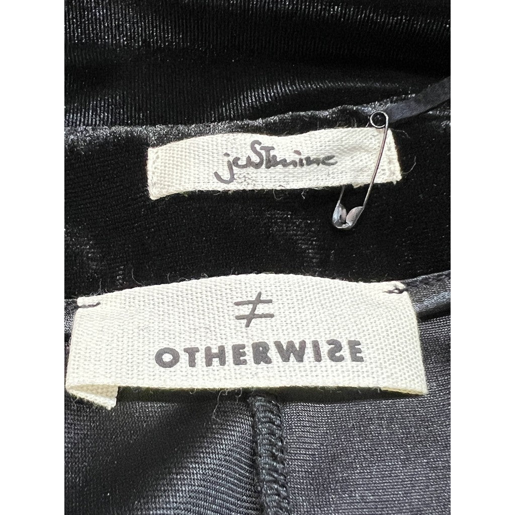 OTHERWISE by JUSTMINE JABAB0025-0507 – Abito lungo nero in jersey velluto con drappeggio e spacco (slim)