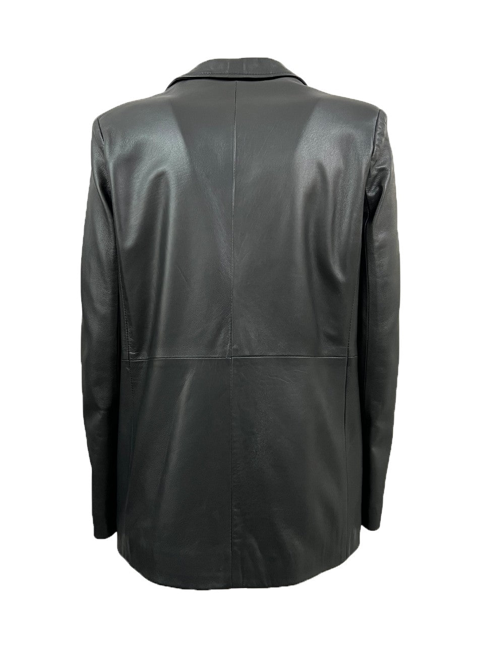 HERITAGE MP126-NP – Giacca donna in pelle nappa nera, 1 bottone, tasche a filetto (68 cm) – Made in Italy