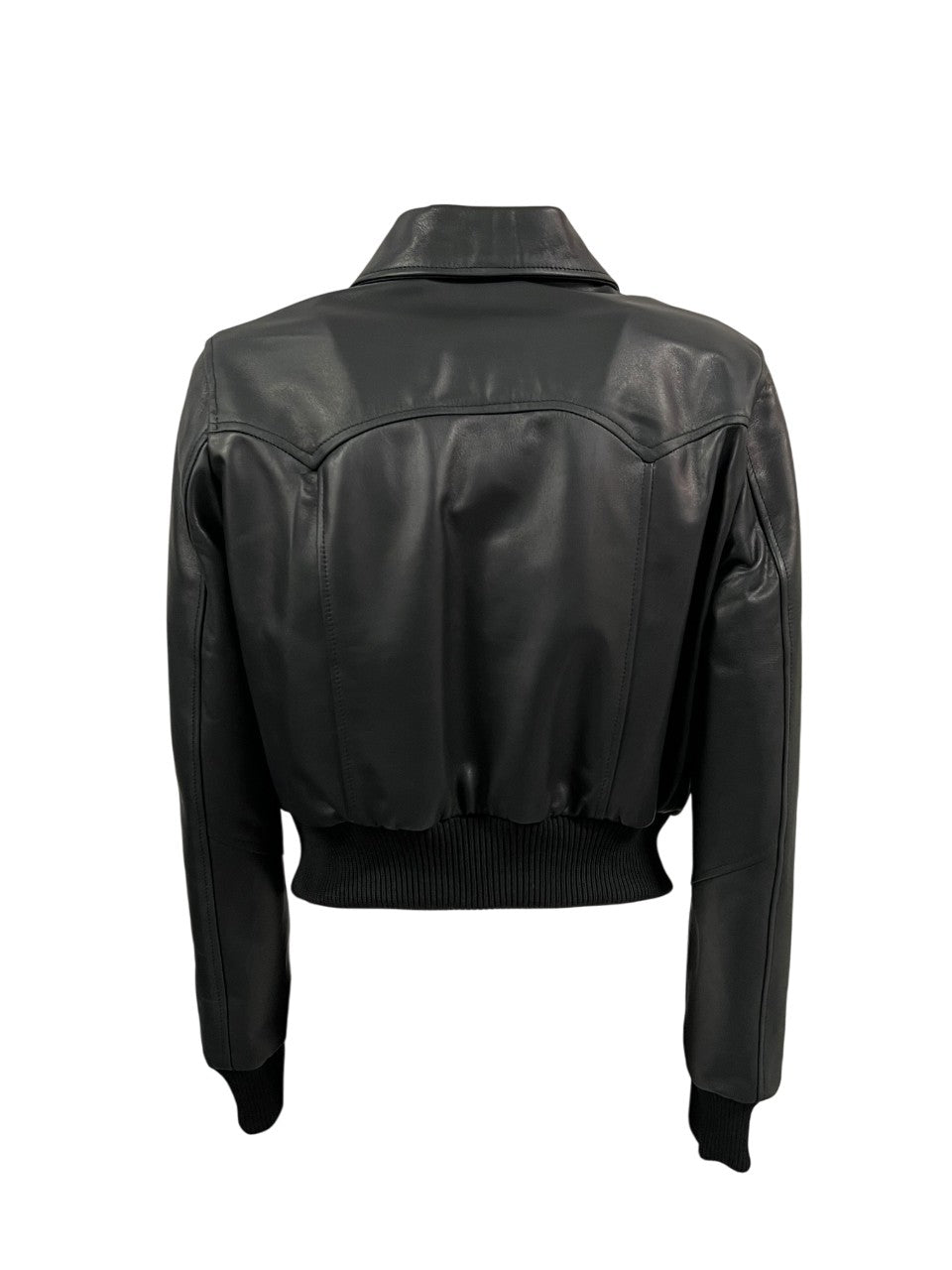 HERITAGE MP403-NP – Giubbino donna in pelle nappa nera con zip e bordo elastico (slim 54 cm) – Made in Italy