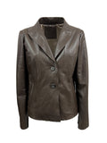 HERITAGE MP165-NT – Giacca/blazer donna in pelle nappa marrone, 2 bottoni (59 cm) – Made in Italy