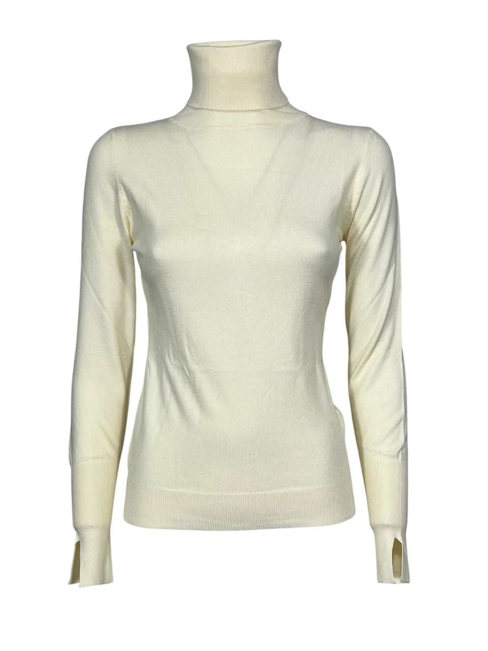 KORALLINE art. 600 – Maglia donna slim collo alto, manica lunga con spacco (58 cm)