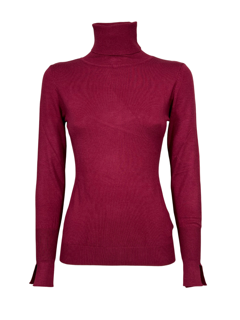 KORALLINE art. 600 – Maglia donna slim collo alto, manica lunga con spacco Nuovi Colori