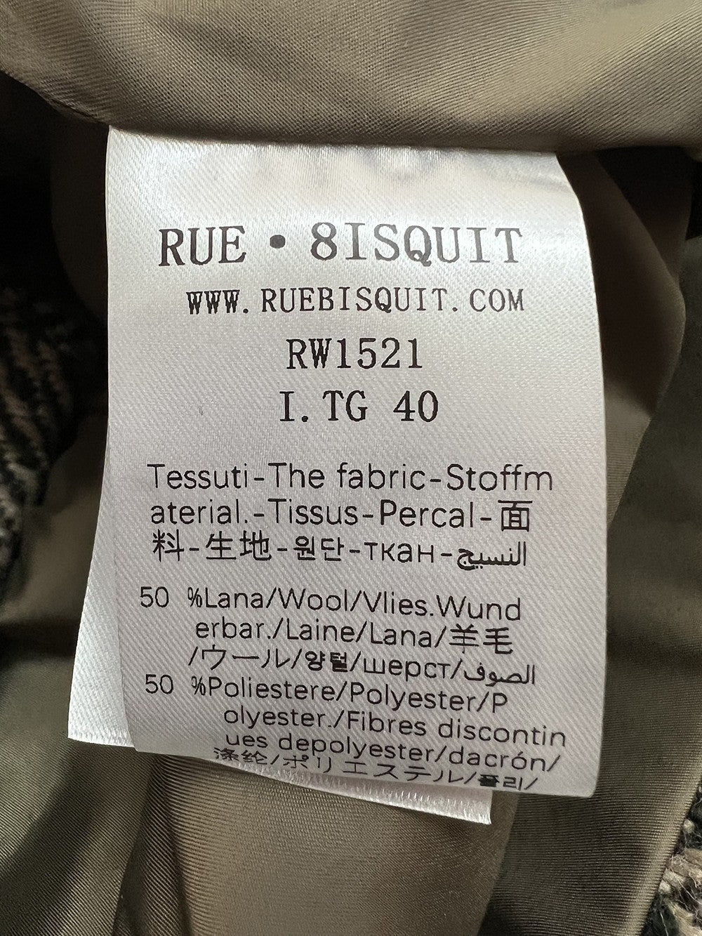 RUE BISQUIT RW1521 caban doppiopetto spinato beige/grigio/marrone – 68 cm