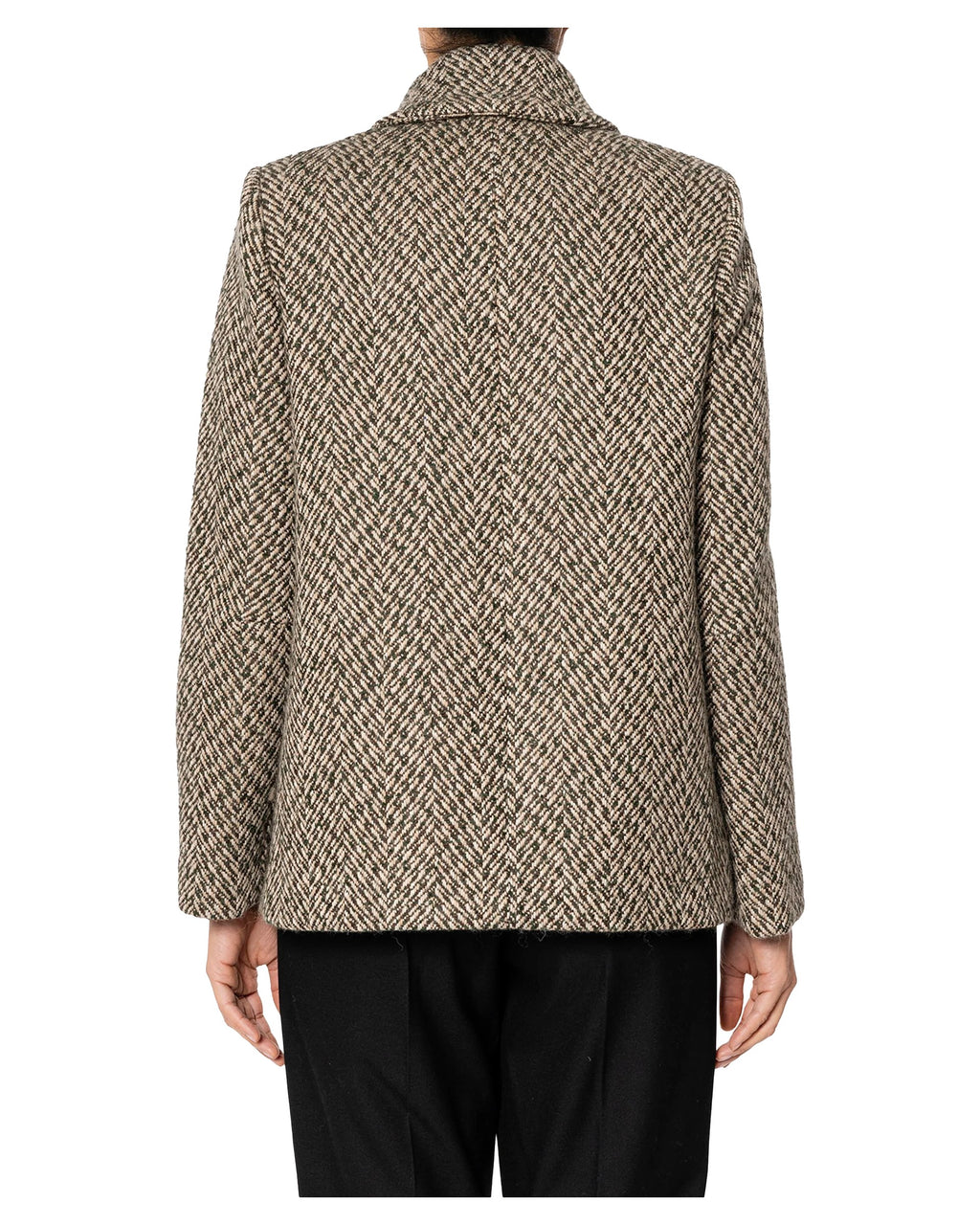 RUE BISQUIT RW1521 caban doppiopetto spinato beige/grigio/marrone – 68 cm