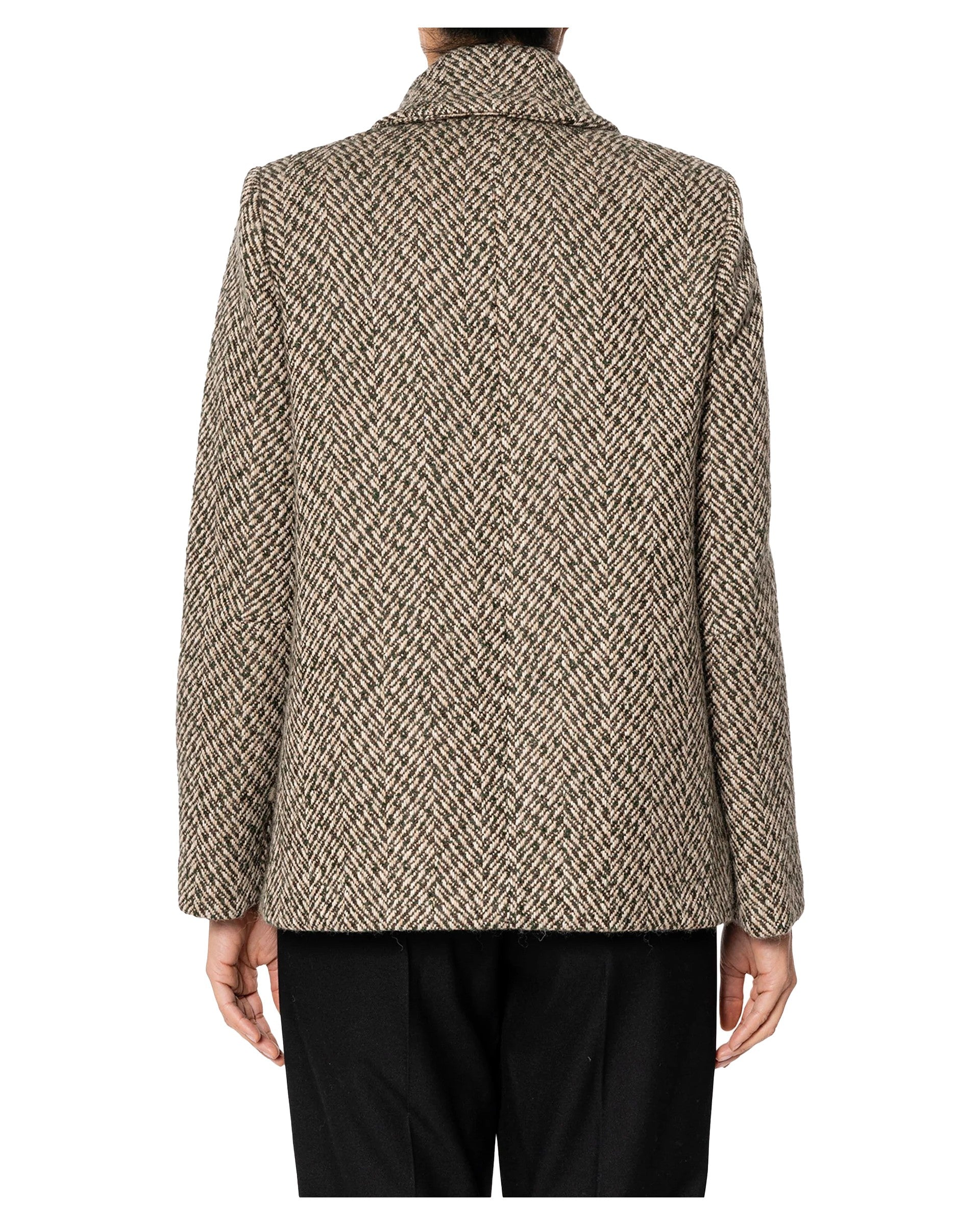 RUE BISQUIT RW1521 caban doppiopetto spinato beige/grigio/marrone – 68 cm