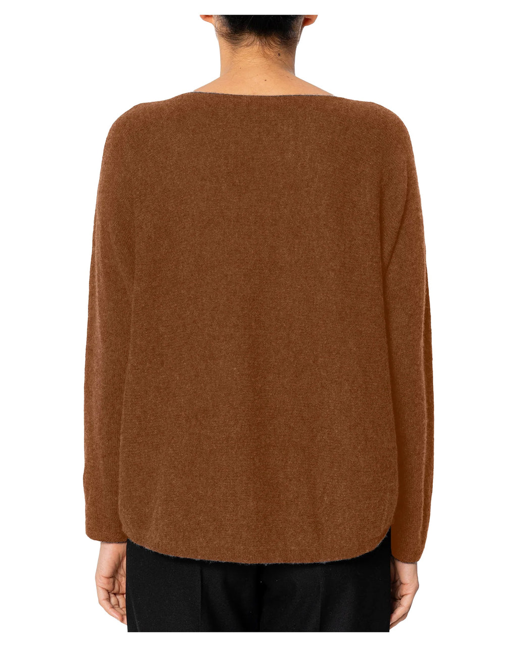 RUE BISQUIT RWC9520 BARCHETTA – Maglia 100% cashmere scollo a barca, boxy (58 cm)