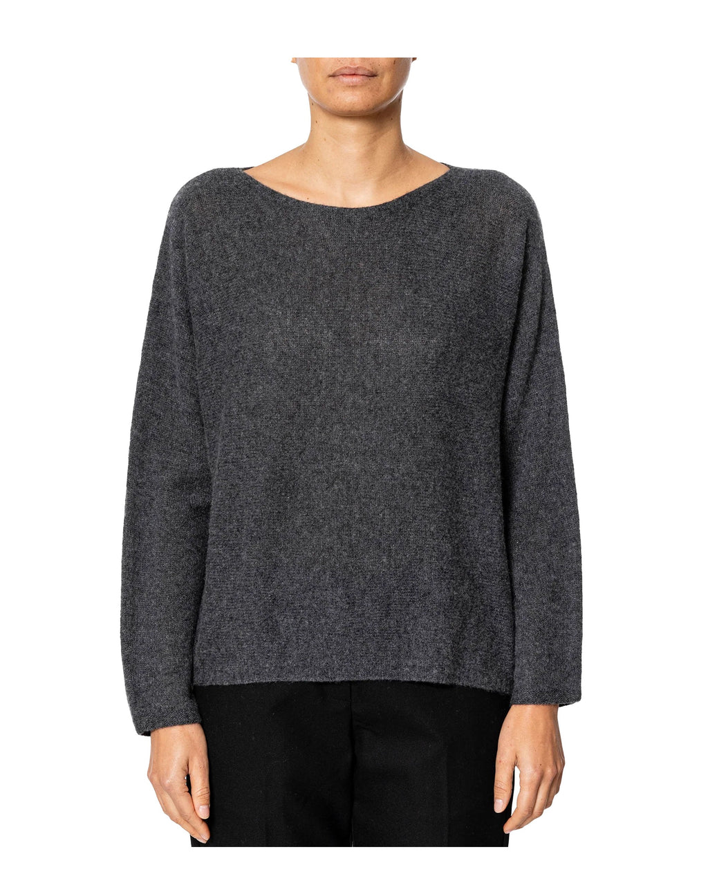 RUE BISQUIT RWC9520 BARCHETTA – Maglia 100% cashmere scollo a barca, boxy (58 cm)