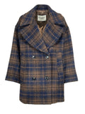 RUE BISQUIT RW1518 giaccone doppiopetto over check marrone/blu – 85 cm