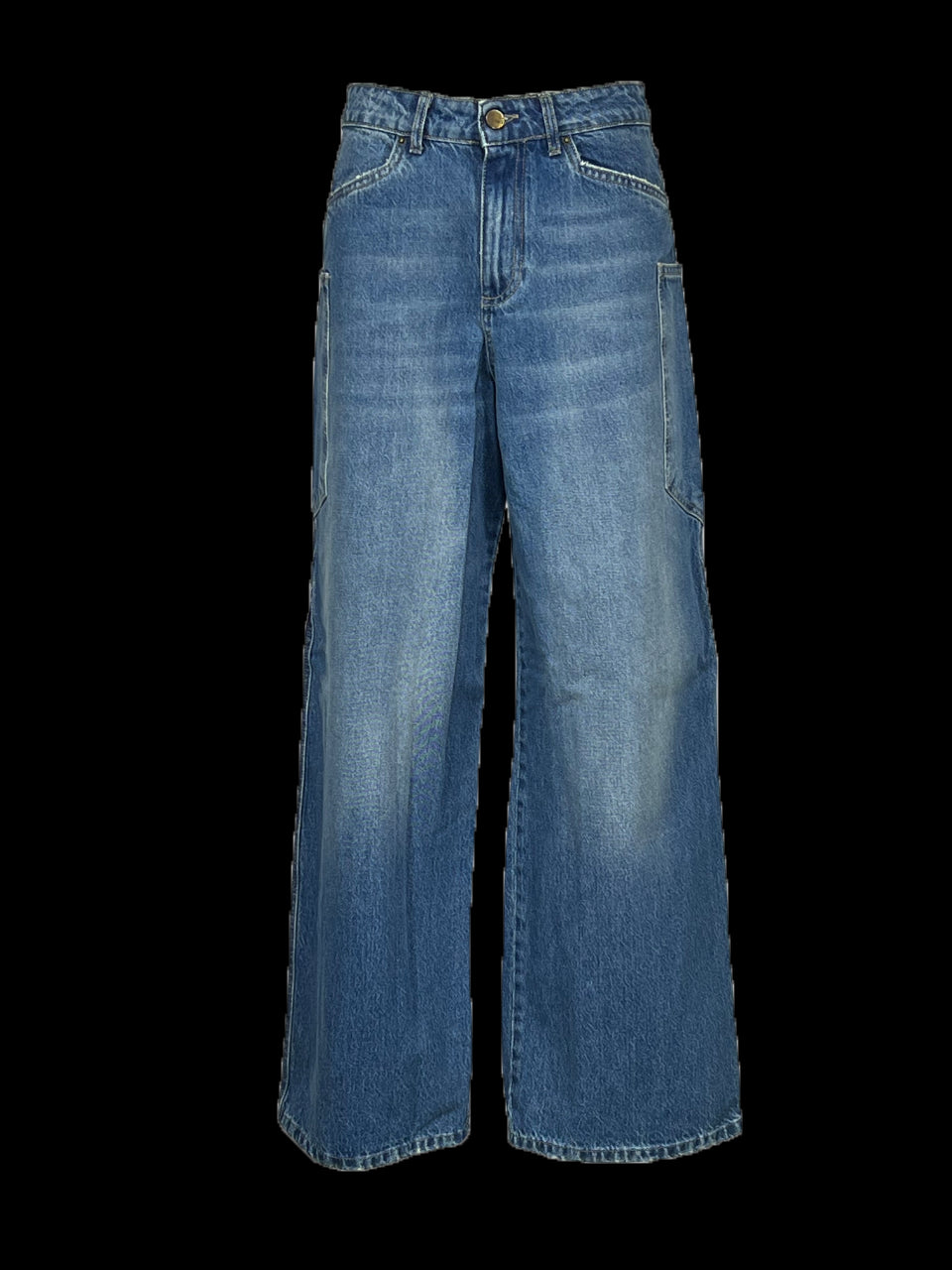 NOIR 'N' BLEU MIA L-312 jeans baggy donna vita alta tasconi – denim chiaro