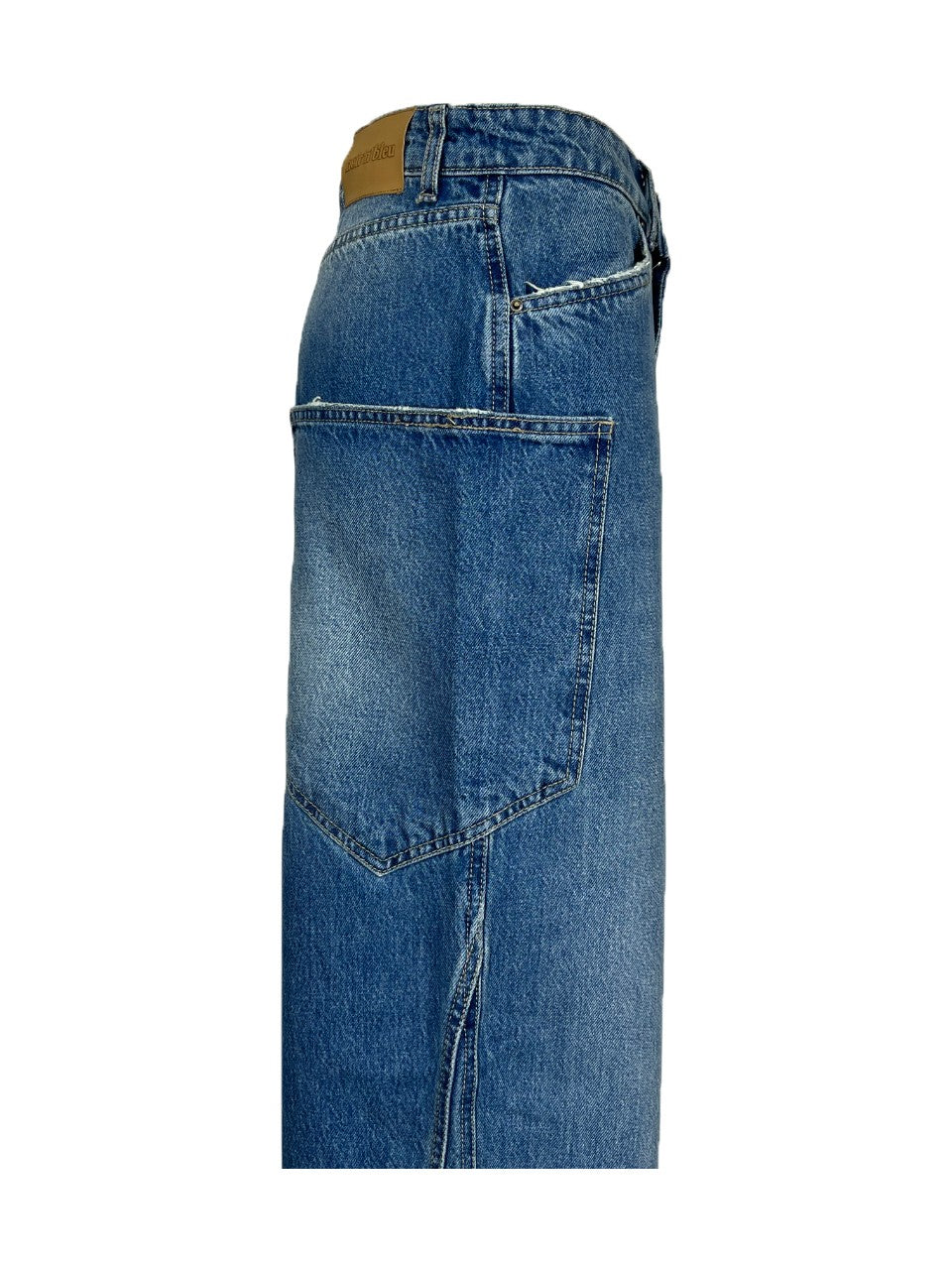 NOIR 'N' BLEU MIA L-312 jeans baggy donna vita alta tasconi – denim chiaro