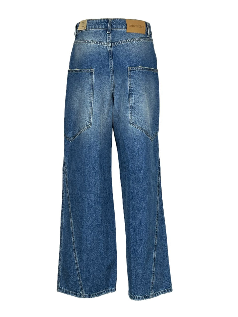 NOIR 'N' BLEU MIA L-312 jeans baggy donna vita alta tasconi – denim chiaro