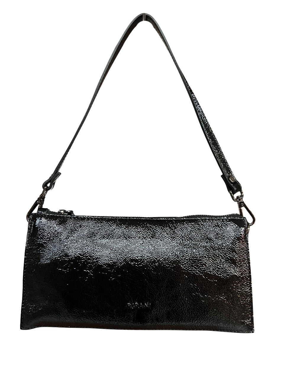 RIPANI E334QQ PATRIZIA – Borsa a spalla S in pelle effetto vernice con tracolla, triplo scomparto (Made in Italy)