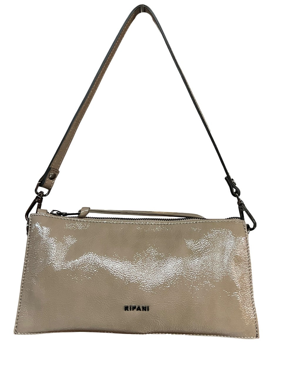 RIPANI E334QQ PATRIZIA – Borsa a spalla S in pelle effetto vernice con tracolla, triplo scomparto (Made in Italy)