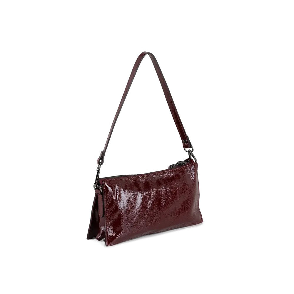 RIPANI E334QQ PATRIZIA – Borsa a spalla S in pelle effetto vernice con tracolla, triplo scomparto (Made in Italy)