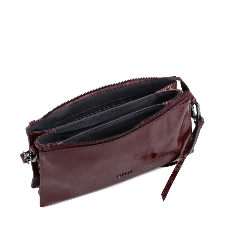 RIPANI E334QQ PATRIZIA – Borsa a spalla S in pelle effetto vernice con tracolla, triplo scomparto (Made in Italy)