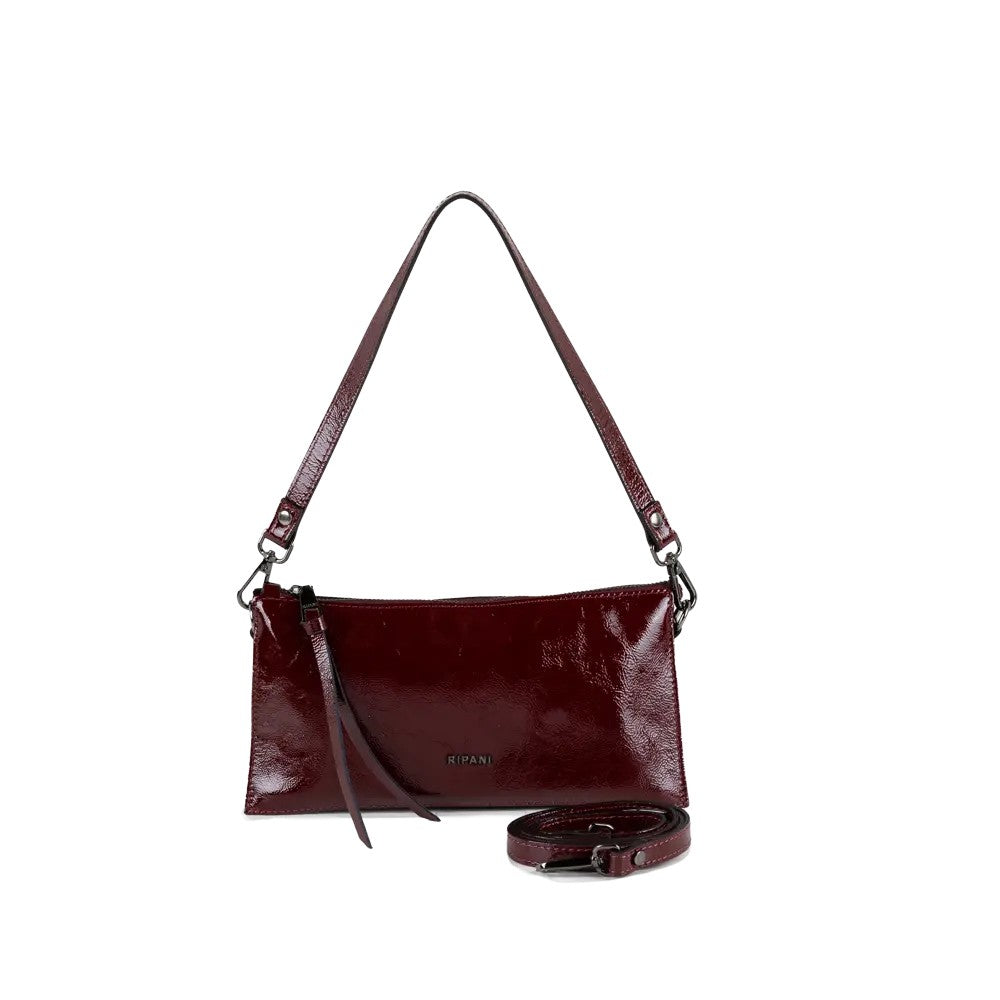 RIPANI E334QQ PATRIZIA – Borsa a spalla S in pelle effetto vernice con tracolla, triplo scomparto (Made in Italy)