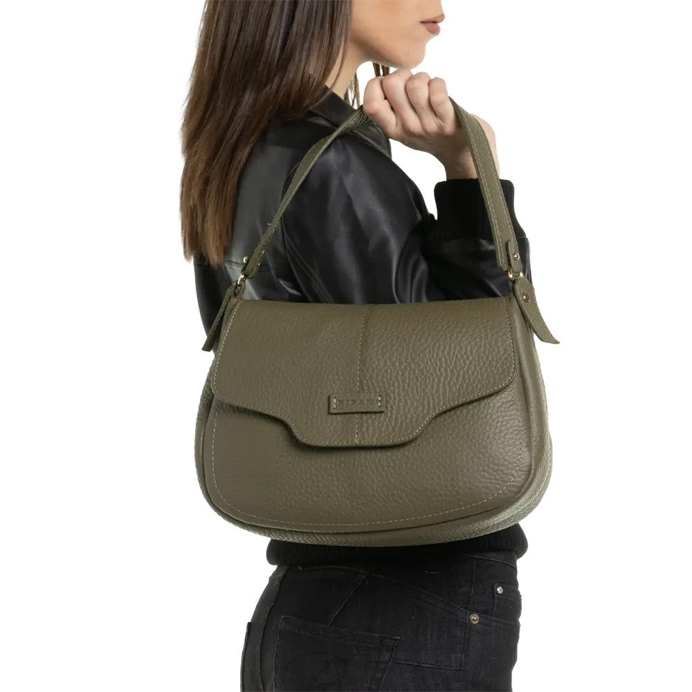 RIPANI MARIT I751OB borsa spalla M pelle effetto bufalo, patta e tracolla, Made in Italy