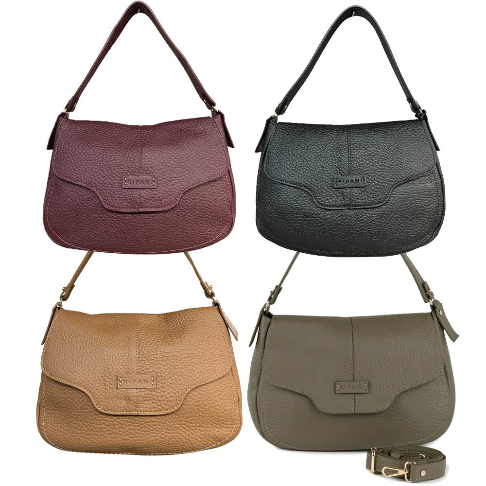 RIPANI MARIT I751OB borsa spalla M pelle effetto bufalo, patta e tracolla, Made in Italy