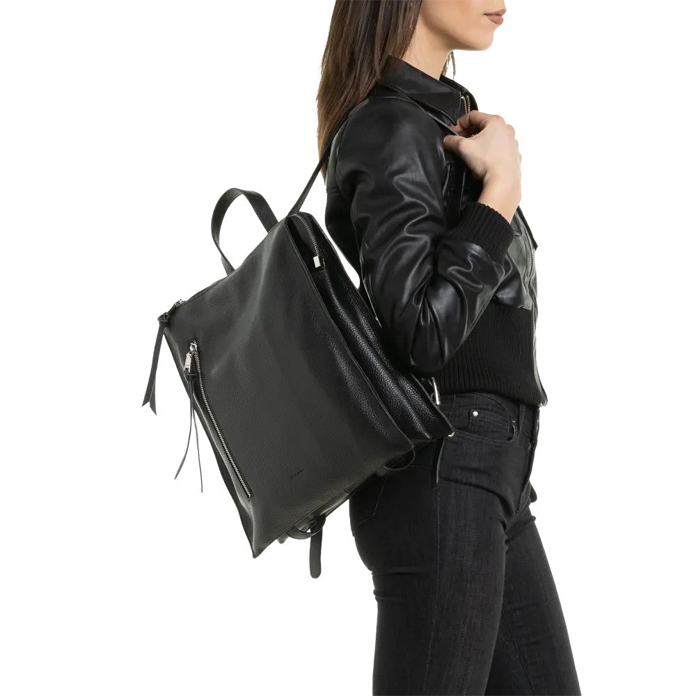 RIPANI Easy Backpack L 5796OM zaino nero pelle cervo – Made in Italy