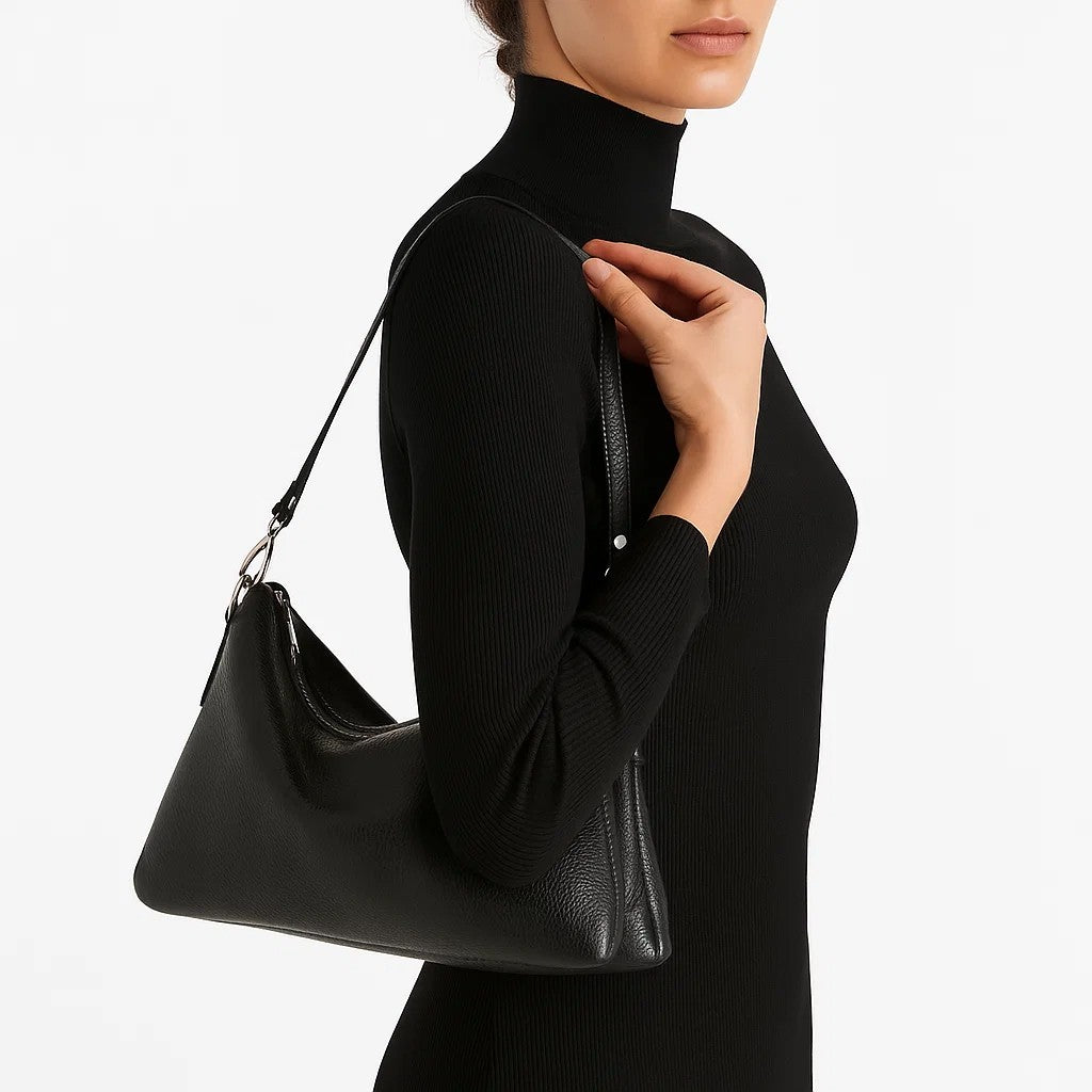 RIPANI Easy Handy M nero – borsa spalla pelle, triplo scomparto, zip