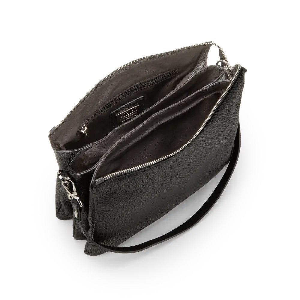 RIPANI Easy Handy M nero – borsa spalla pelle, triplo scomparto, zip