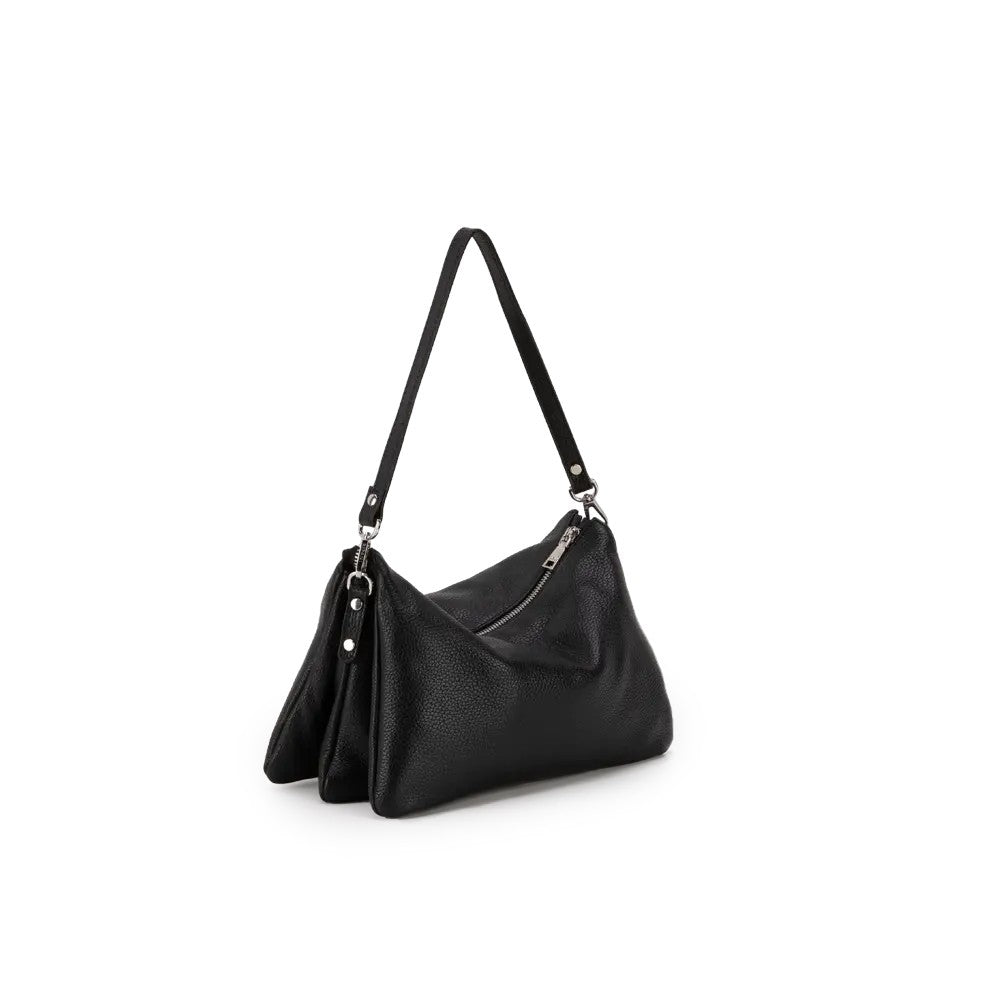 RIPANI Easy Handy M nero – borsa spalla pelle, triplo scomparto, zip