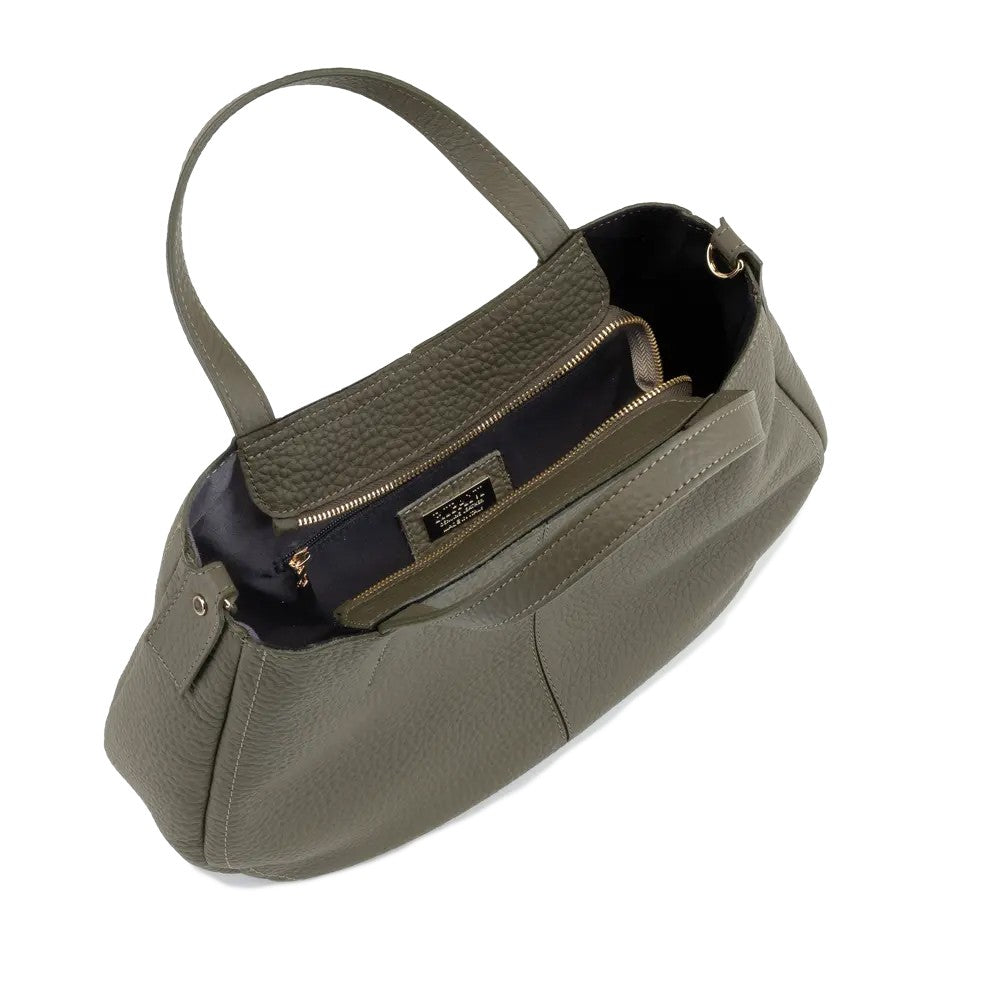 RIPANI I752OB MARIT L – Borsa a mano verde cactus in pelle effetto bufalo (Made in Italy)