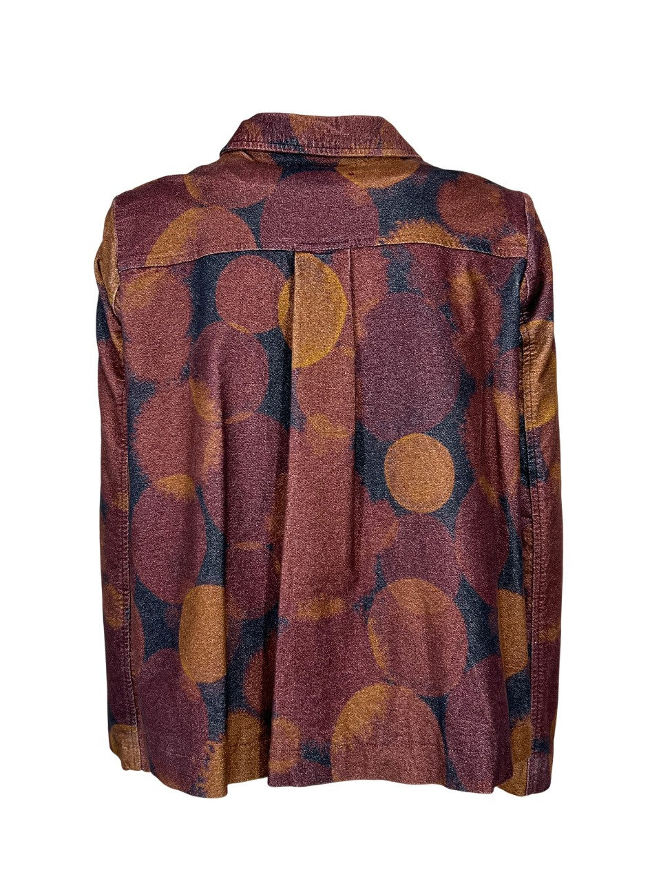 4.10 by BottegaChilometriZero DD25312 – Giacca svasata in velluto stampato burgundy/senape/nero (Made in Italy)