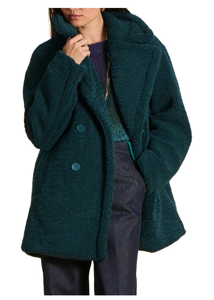 LA FEE MARABOUTEE ENGIE-T giaccone teddy verde scuro doppiopetto