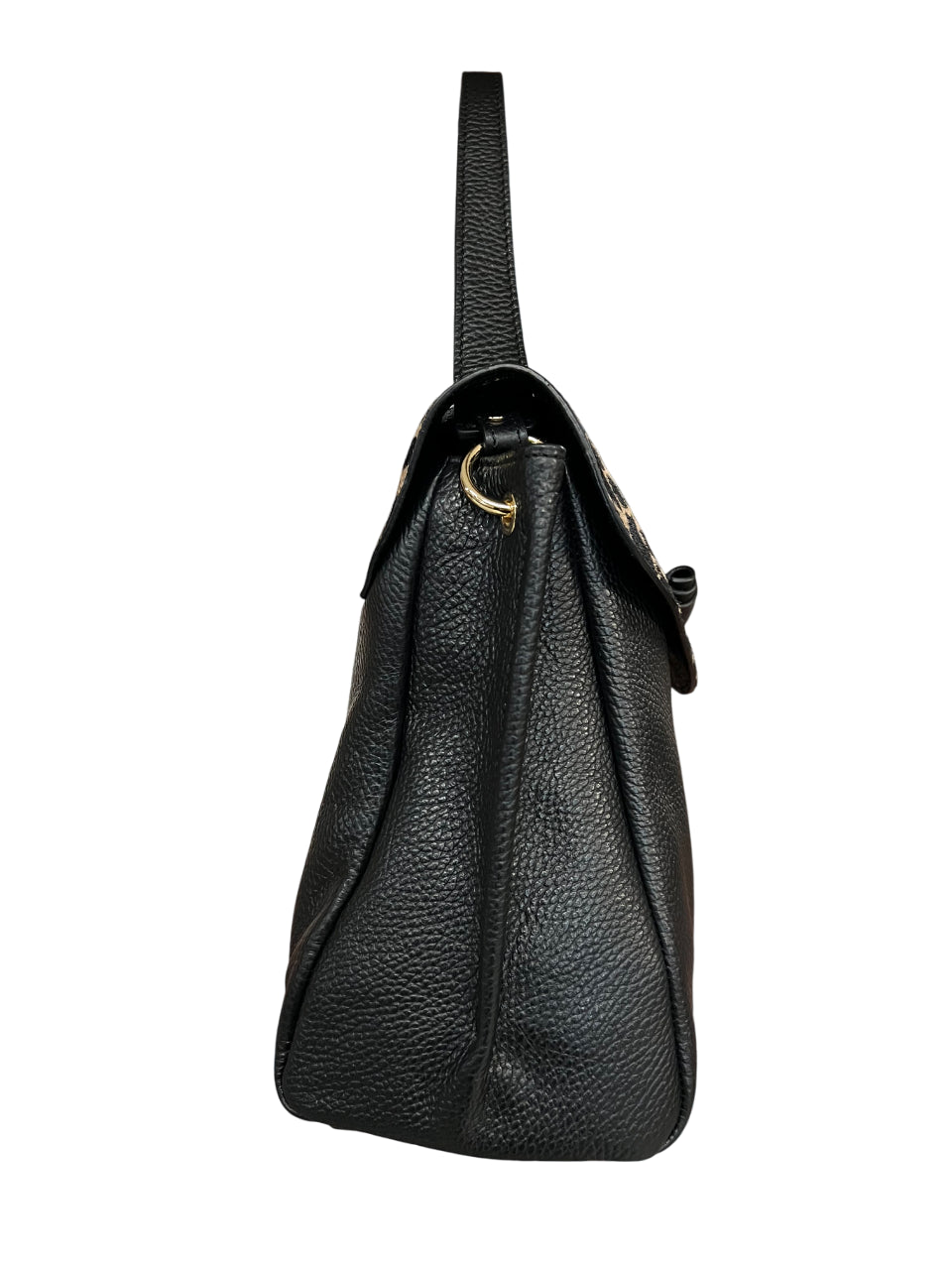 RIPANI CATERINA E281ZO L – Borsa a mano in pelle nera con inserto cavallino (Made in Italy)