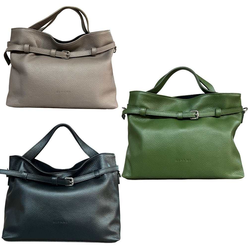 RIPANI LUISA I771OJ – Borsa a mano in pelle cervo con tracolla aggiuntiva (Made in Italy)