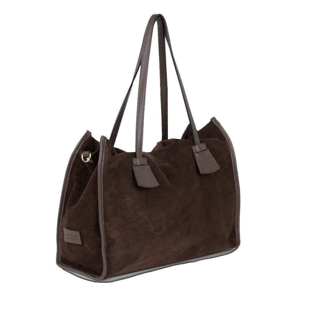 RIPANI Alda Tote Bag L I621ON – Borsa in pelle effetto cervo cioccolato (Made in Italy)
