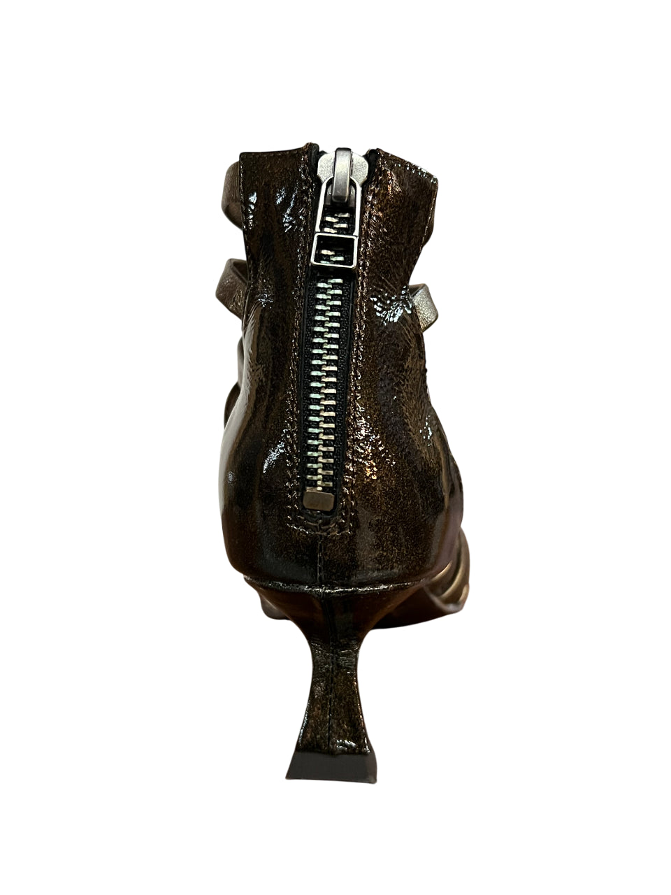 LA VITRINA VENEZIA NAPLACK – Scarpa donna bronzo in pelle con zip dietro tacco 5 cm Made in Italy