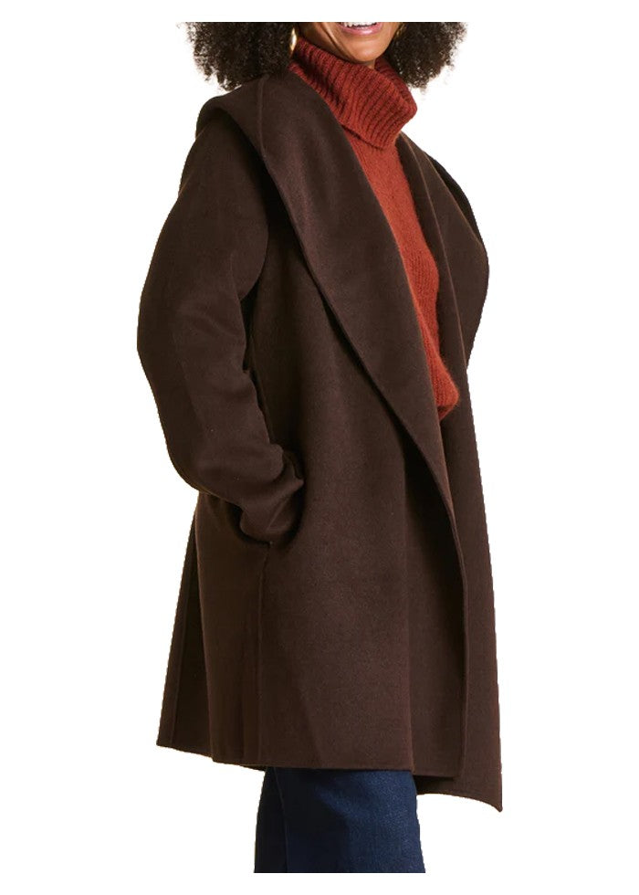 La Fée Maraboutée Giaccone Donna a Vestaglia in Lana marrone Double Face ERODI-D
