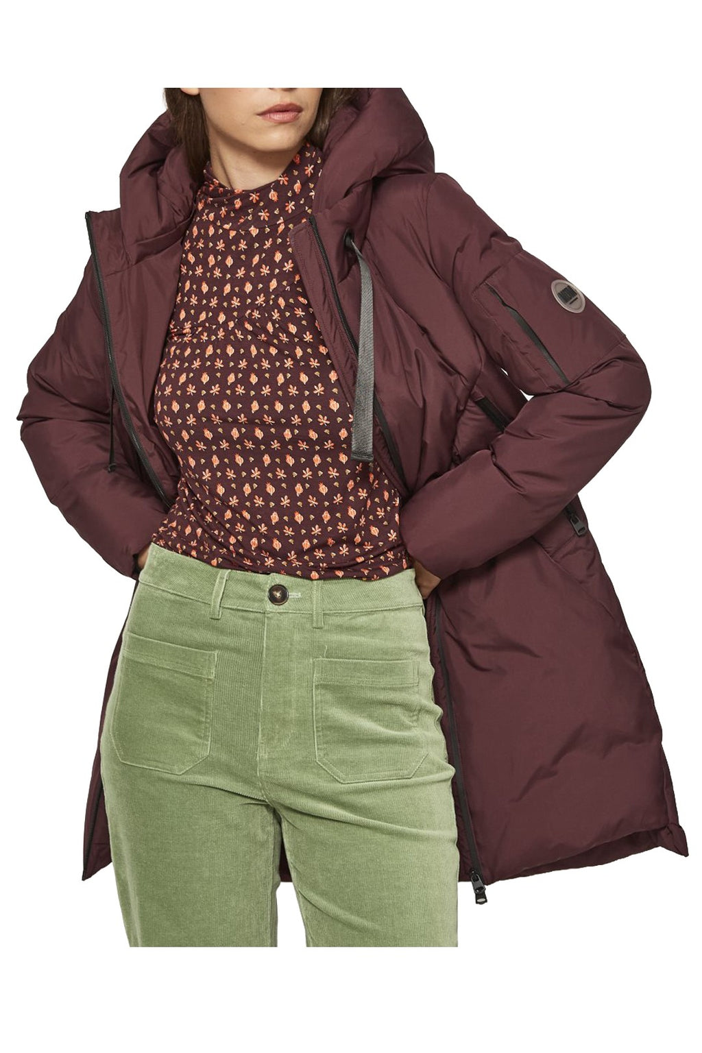 MD’M Giaccone Donna Imbottito Bordeaux con Cappuccio Staccabile e Taschino sulla Manica – 3.96.084.03