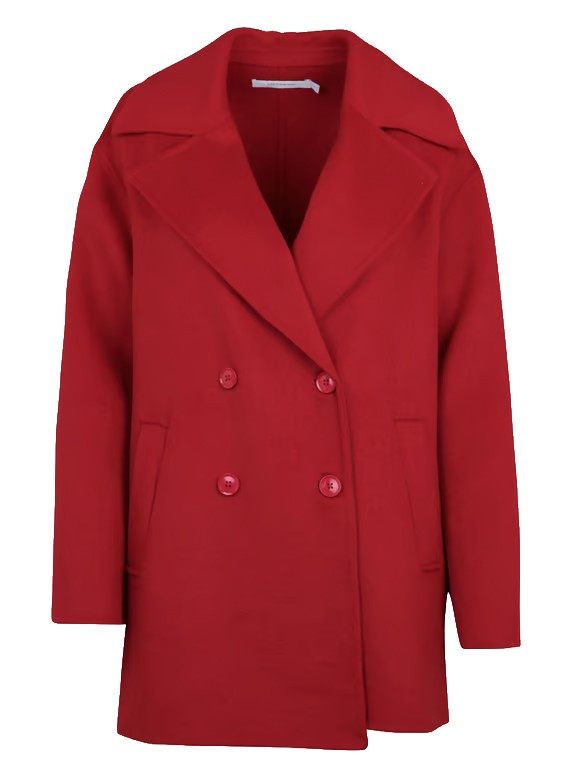 La Fée Maraboutée Giaccone Donna Doppiopetto Rosso in Tessuto Lana Double Face – ENGIE-D
