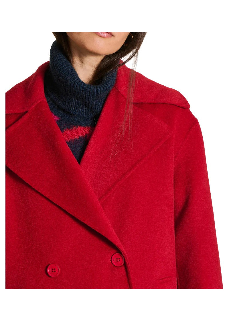 La Fée Maraboutée Giaccone Donna Doppiopetto Rosso in Tessuto Lana Double Face – ENGIE-D