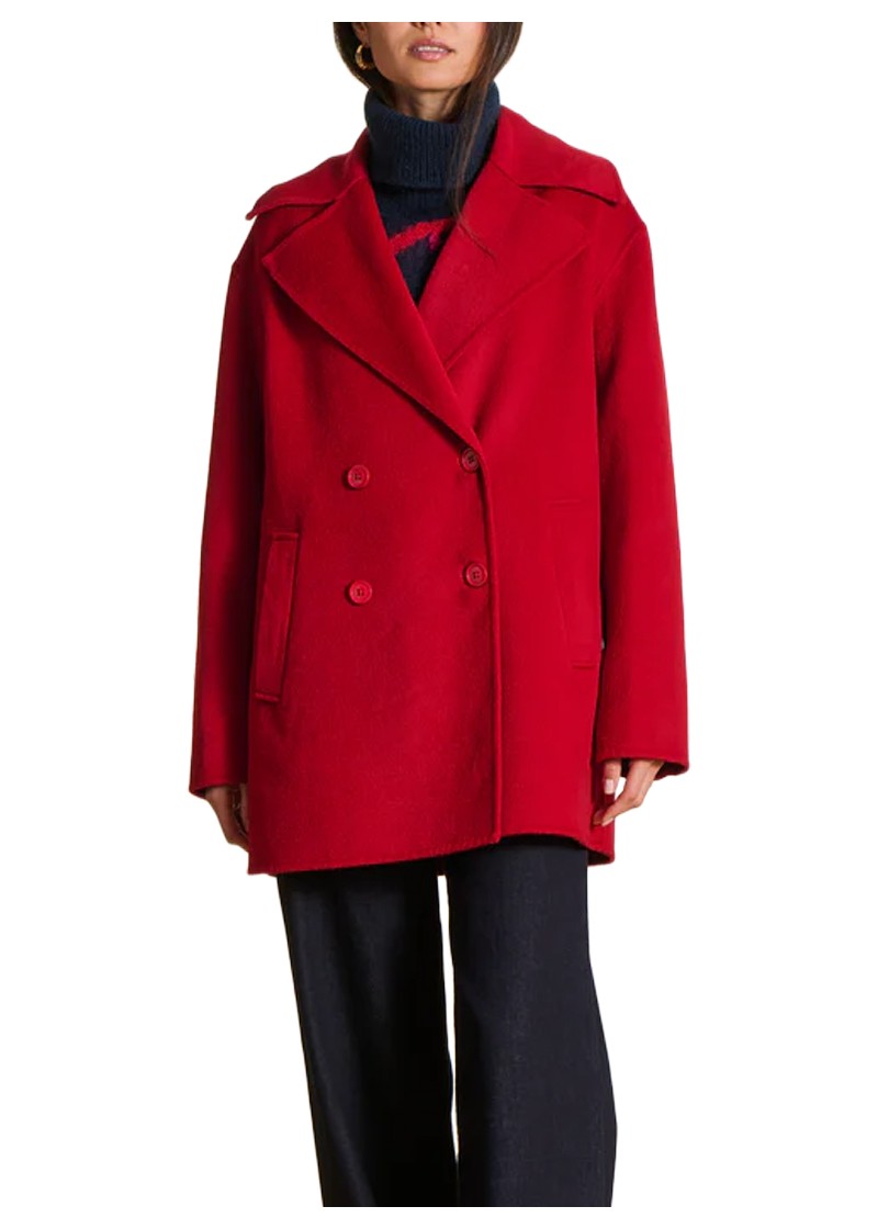 La Fée Maraboutée Giaccone Donna Doppiopetto Rosso in Tessuto Lana Double Face – ENGIE-D