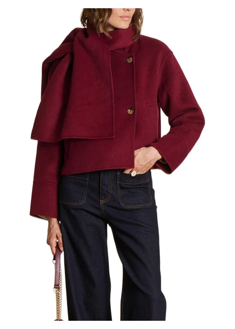 La Fée Maraboutée giacca corta double bordeaux sciarpa removibile ETRETA-D