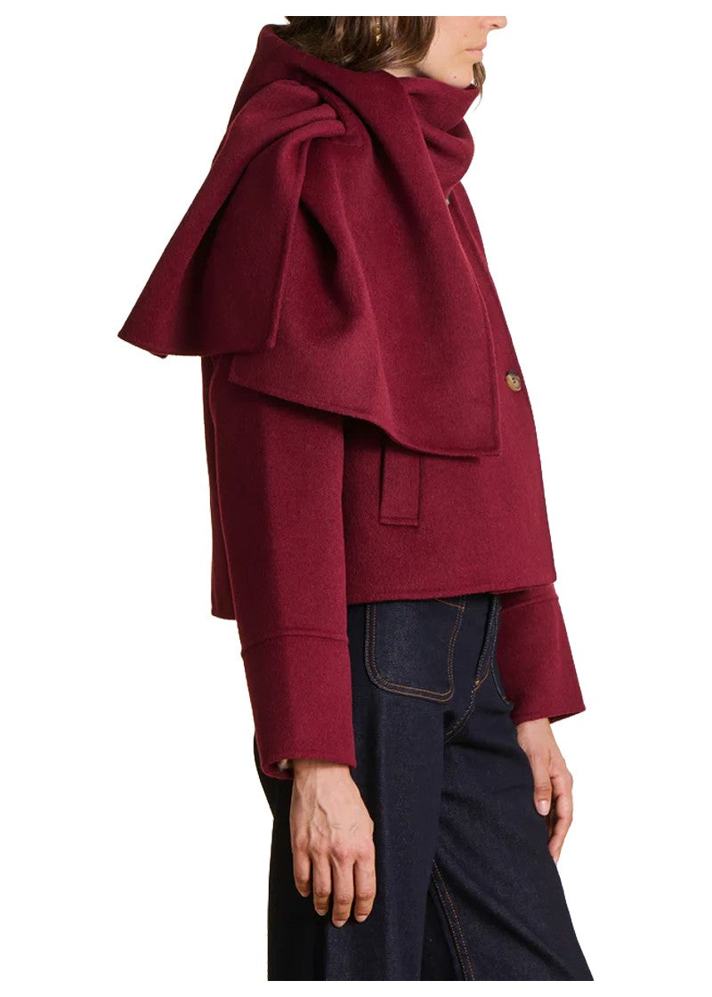 La Fée Maraboutée giacca corta double bordeaux sciarpa removibile ETRETA-D
