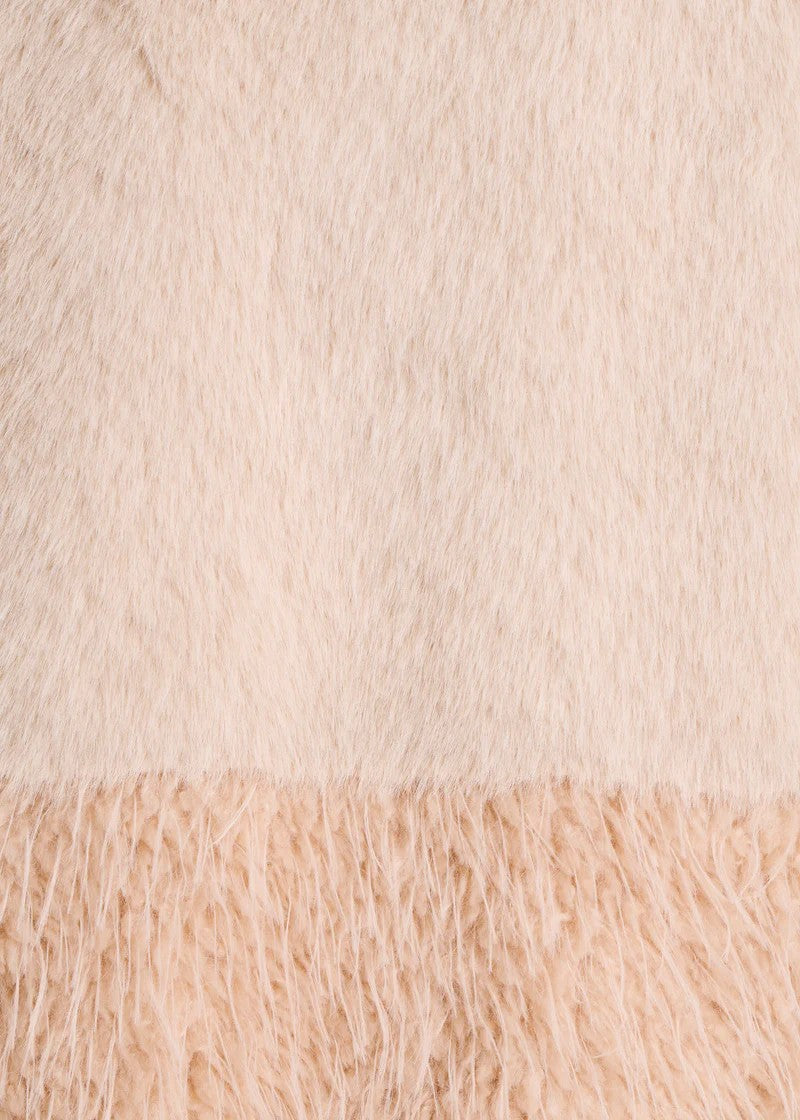 La Fée Maraboutée Gilet Donna in Ecopelliccia Ecru con Balza a Contrasto – EDMA