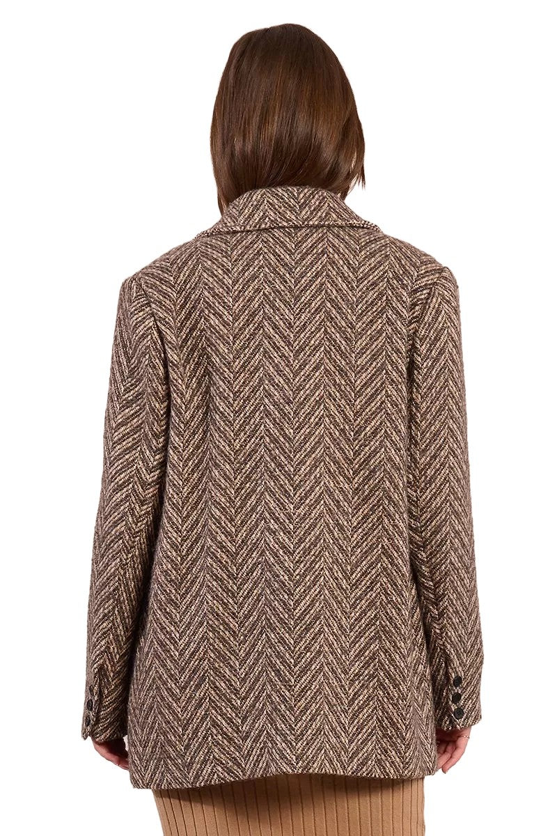 MOLLY BRACKEN giaccone donna doppiopetto spinato beige marrone P1830BDH