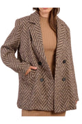 MOLLY BRACKEN giaccone donna doppiopetto spinato beige marrone P1830BDH