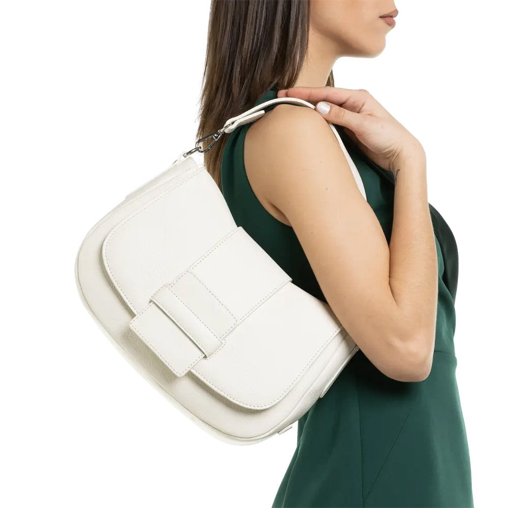 RIPANI Borsa Donna a Spalla Cecilia M E112OJ in Pelle Effetto Cervo con Tracolla Regolabile – 31x22x10 cm