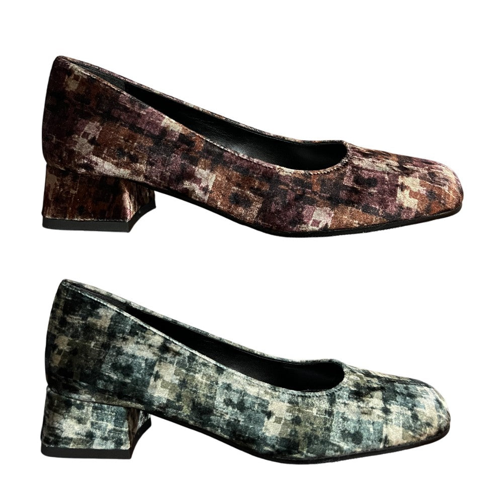 LUCREZIA D’ALTAVILLA Scarpa Donna in Velluto Stampato Punta Quadra NETTUNO con Soletta Memory – Made in Italy