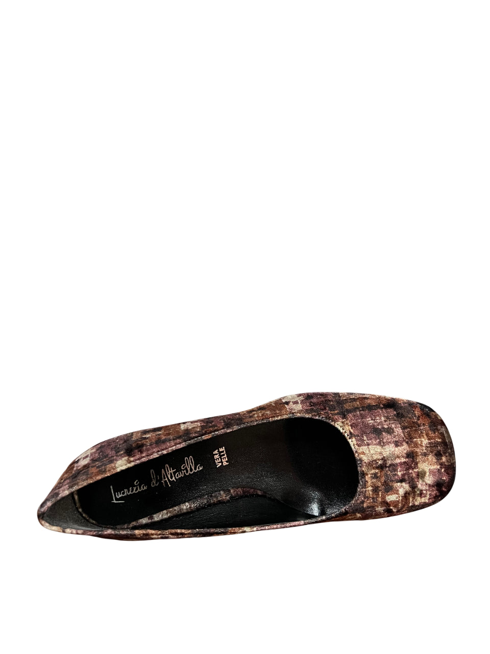 LUCREZIA D’ALTAVILLA Scarpa Donna in Velluto Stampato Punta Quadra NETTUNO con Soletta Memory – Made in Italy