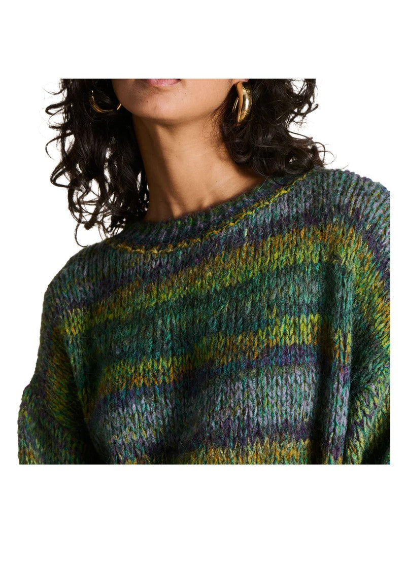 La Fee Maraboutee EBI maglia donna oversize multicolor verde girocollo alpaca Made in Italy