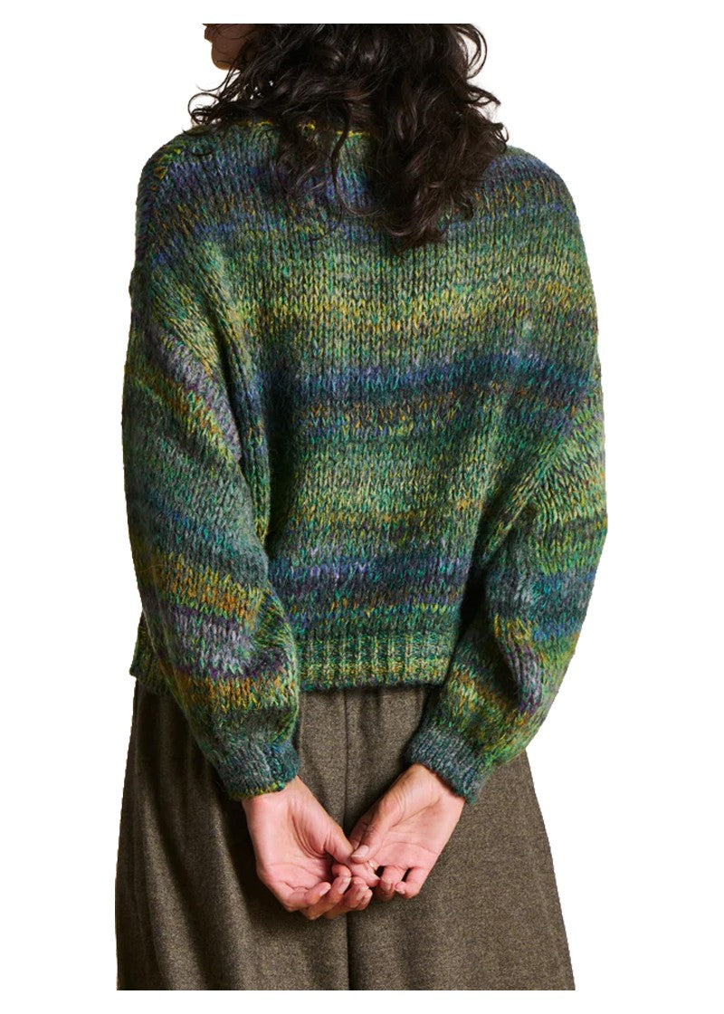 La Fee Maraboutee EBI maglia donna oversize multicolor verde girocollo alpaca Made in Italy