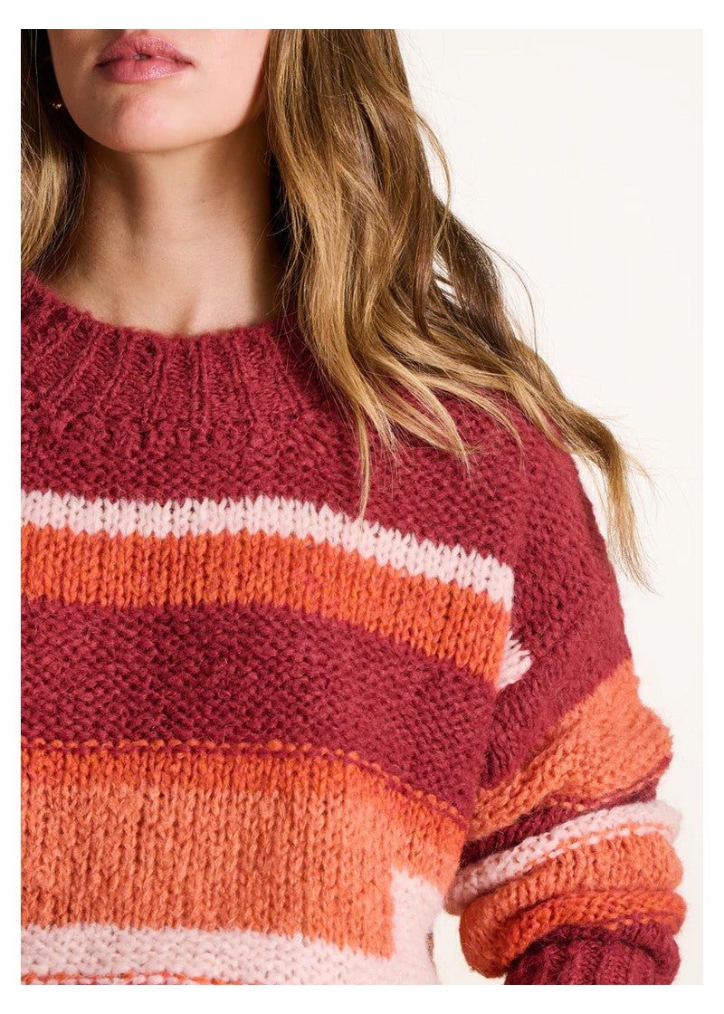 LA FEE MARABOUTEE Maglia Donna a Righe Fantasia EFEMER – Mohair & Lana, Girocollo Alto (52 cm)