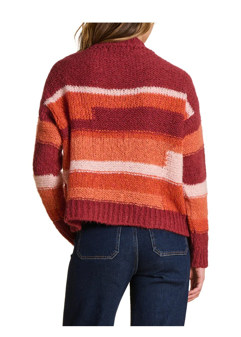 LA FEE MARABOUTEE Maglia Donna a Righe Fantasia EFEMER – Mohair & Lana, Girocollo Alto (52 cm)